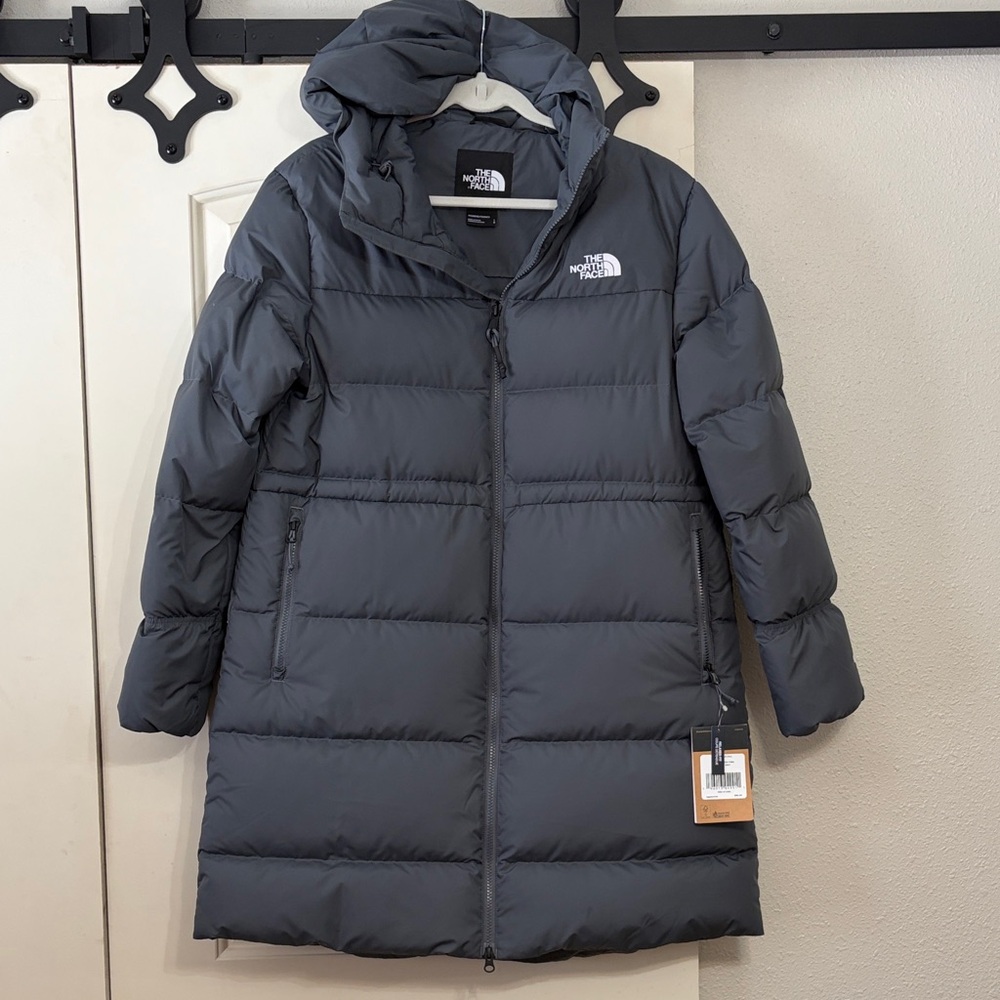 The North Face Vandis Gray 550 Down Long Puffer Jacket NWT Size L